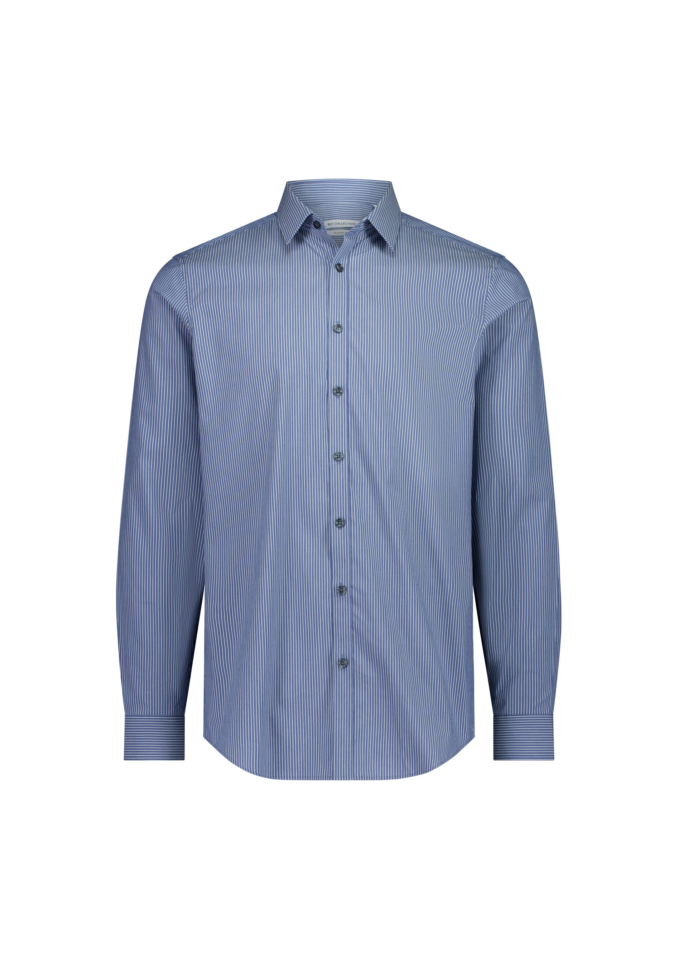 Biz Collection Men’s Fitzroy Slim Fit Long Sleeve Shirt S625M French Blue/White Stripe / XS